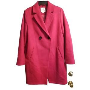Sam Edelman Pink Wool Blend Double Breasted Coat ~ Bright! ~ Sz Med